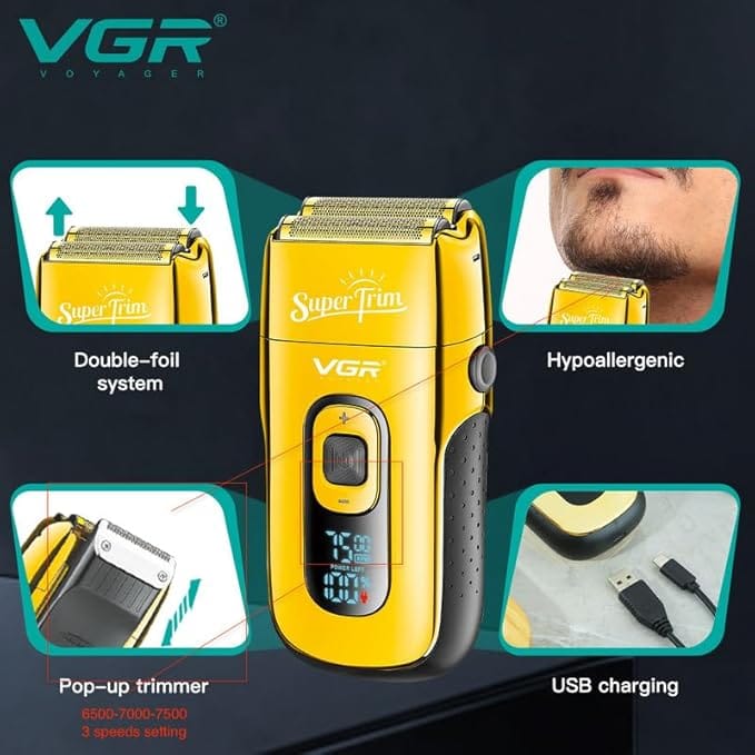 VGR V-332 ماكينة حلاقة فاخرة لاسلكية قابلة لإعادة الشحن للرج | electronics | men | shavers | vgr | shaving