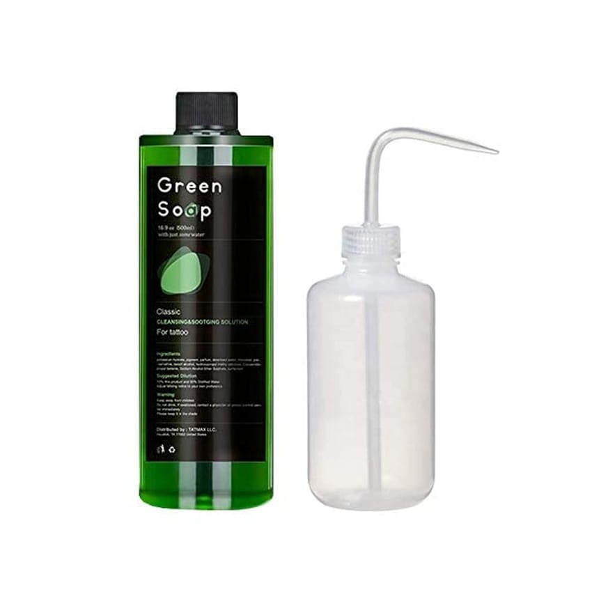 Green Soap Prep Wash with 8oz Squeeze Bottle For Tattoos and Piercings 300ml