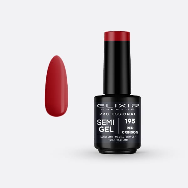 Elixir Semi-permanent nail polish 15ml – #195 (Red Crimson) | nail-extensions | nail-gel | gel-color | nail-care | elixir