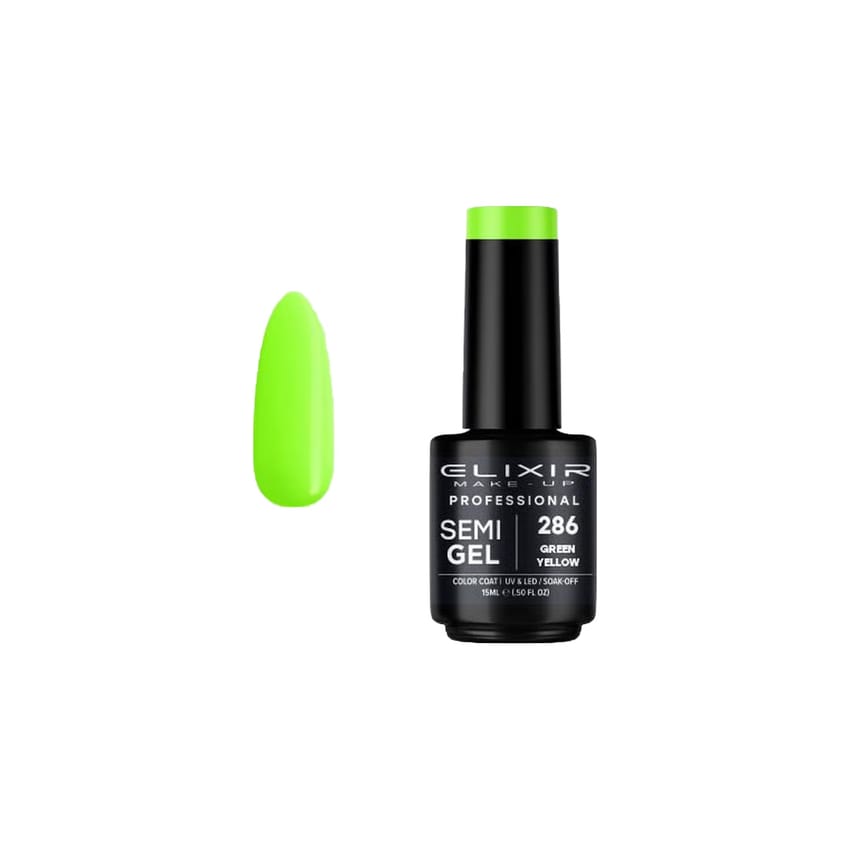 Elixir Pro. Semi-permanent Gel Nail Polish 15ml – #286 (Green Yellow) product thumbnail 2