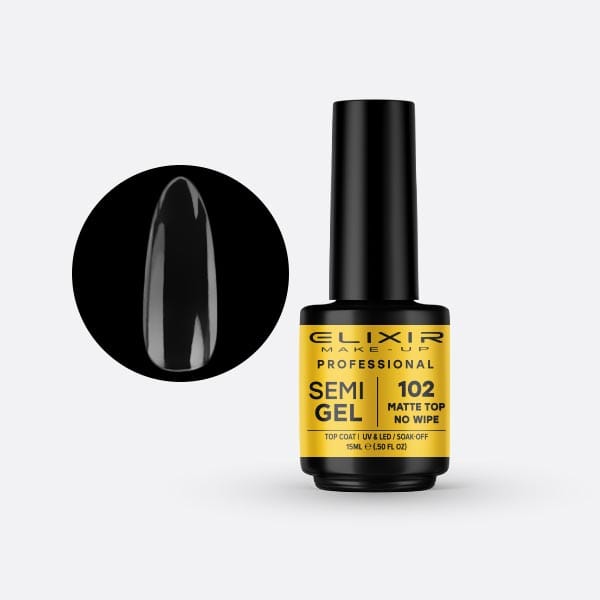 Elixir Pro. Semi-permanent varnish 15ml – #102 (Matte Top Coat No Wipe)