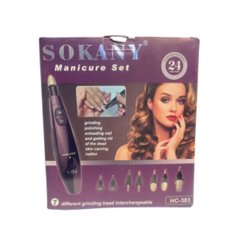 Adjustible Speed Nail Manicure Set Sokany with 7 Different Grinding Heads