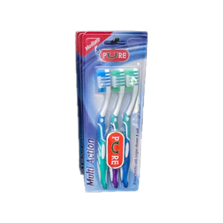 فرش أسنان بيور متعددة الفعالية متوسطة 3 قطع | oral-care | toothpaste | toothbrush