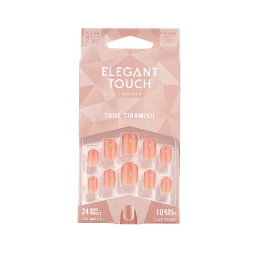 Elegant Touch False Nails Squoval Short Length - True Tiramisu 24 pieces 10 Sizes