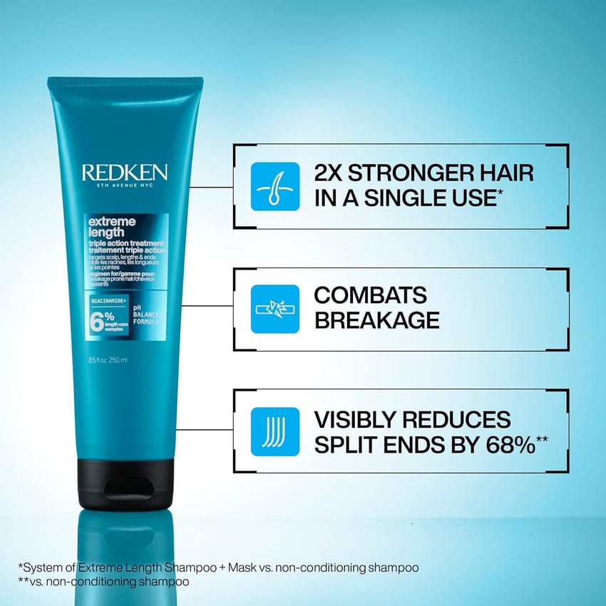 Redken Extreme Length Treatment Mask | Rinse-Out Hair Mask with Biotin & Castor Oil | For Hair Growth 250ml product thumbnail 7