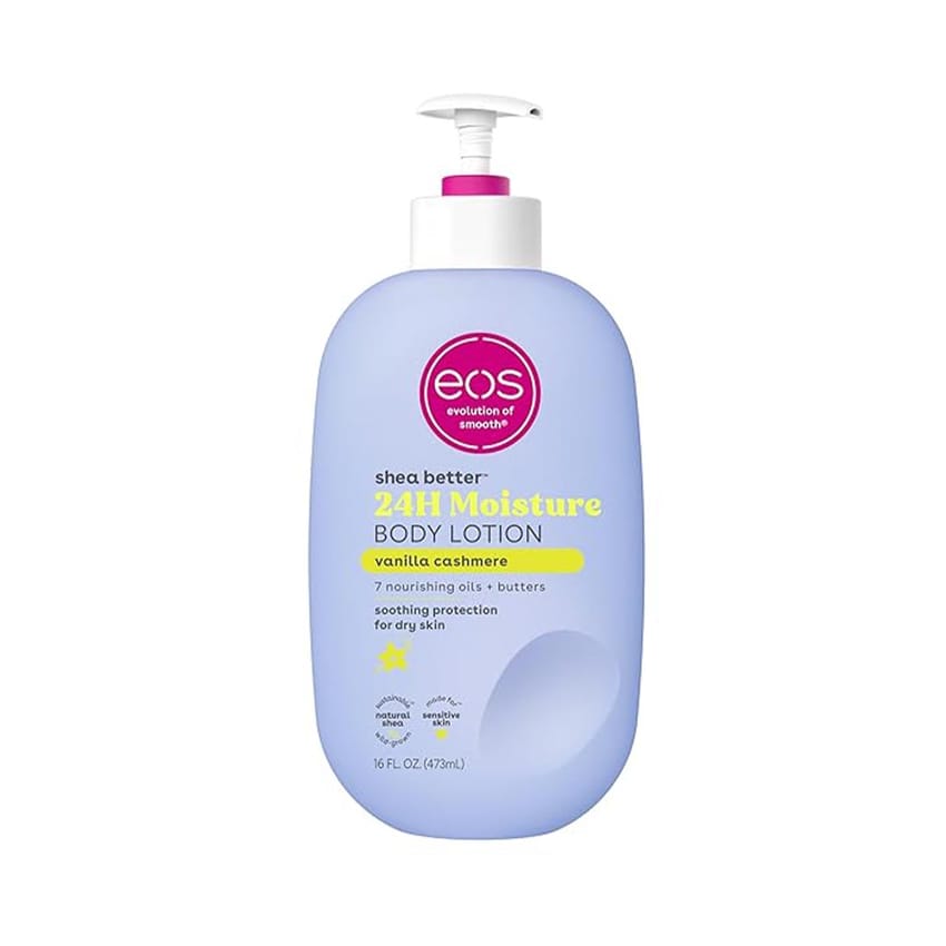 EOS Shea Better Body Lotion- Vanilla Cashmere, 24-Hour Moisture Skin Care, Lightweight & Non-Greasy, Made with Natural Shea, Vegan, 16 fl oz 473ml
