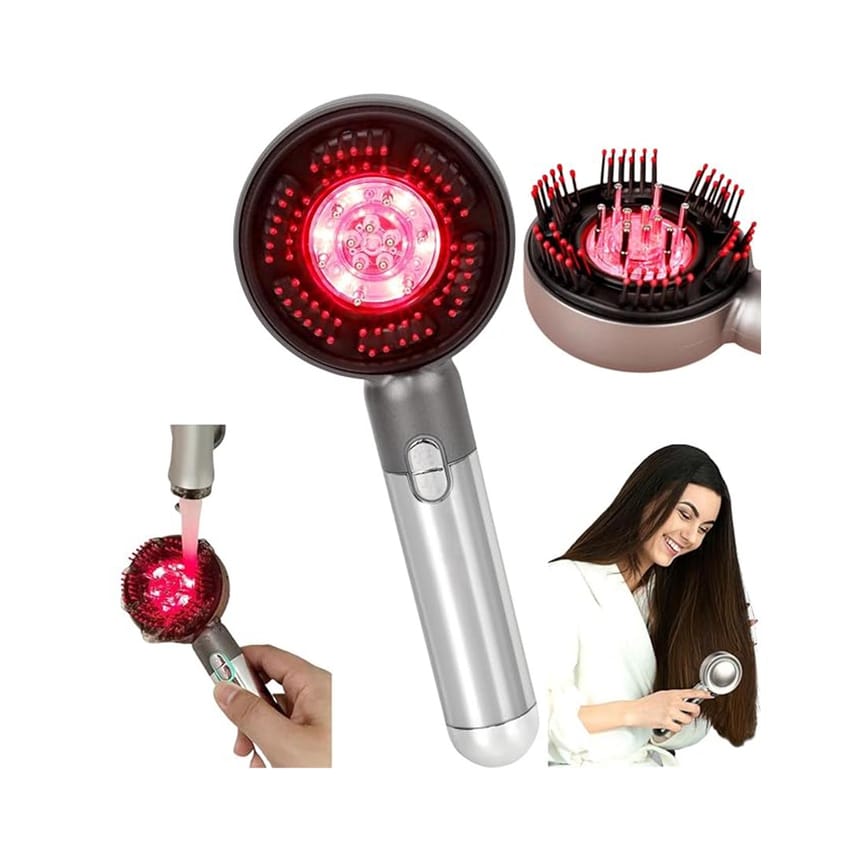 Multi Functional 3 in 1 Electric Scalp Massager Comb for Stress Relief IPX7 Waterproof, Oil Applicator Red Light Therapy Scalp Massager for Hair Growth, Portable Smart Scalp Hair Brush