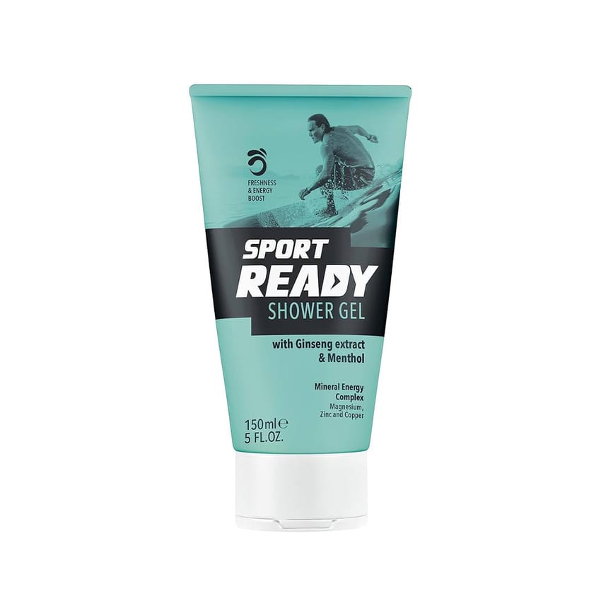 SPORT READY Shower Gel– Gives a Freshness & Energy Boost, with a Ginseng Extract Menthol and Magnesium, Zinc and Copper Complex 150 ml