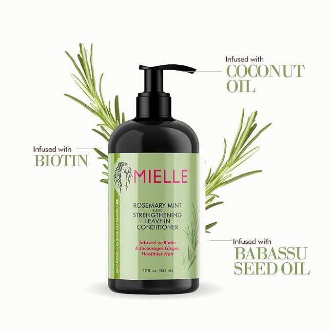 Mielle Organics Rosemary Mint Strengthening Leave-In Conditioner, Supports Hair Strength, Smooth Conditioner for Dry and Crinkled Hair, Weightless Hair Treatment 355ml product thumbnail 6