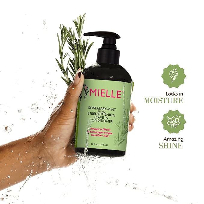 Mielle Organics Rosemary Mint Strengthening Leave-In Conditioner, Supports Hair Strength, Smooth Conditioner for Dry and Crinkled Hair, Weightless Hair Treatment 355ml product thumbnail 5