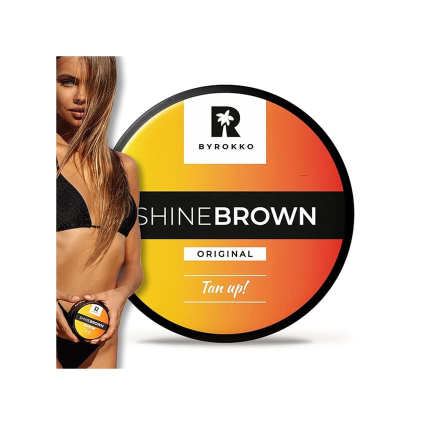 BYROKKO Shine Brown Tan Accelerator Cream Outdoor Sun or Indoor Tanning Oil or Tanning Bed Lotion, Fast Bronzer with Premium Natural Ingredients for Deep, Long-Lasting Glow 200ml