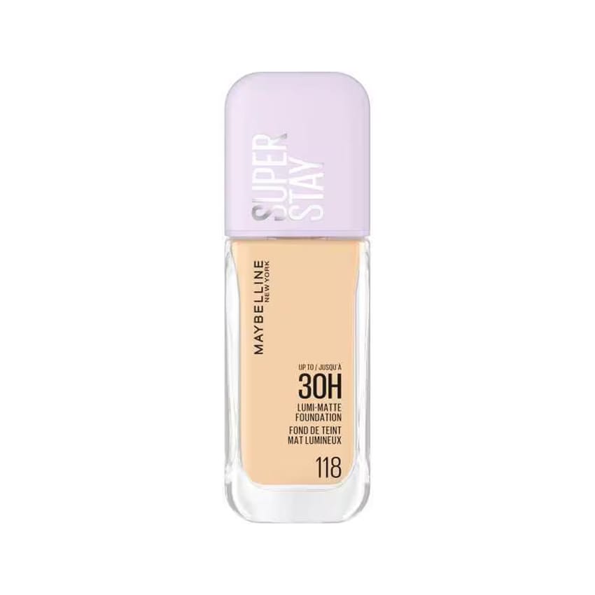 كريم أساس مايبيلين سوبر ستاي يدوم حتى 30 ساعة لومي مات - 118 | makeup | maybelline | foundation