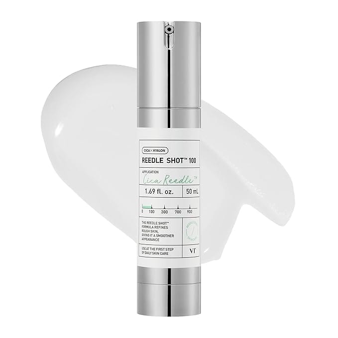 VT COSMETICS CICA Reedle Shot 100, Spicule Microneedling Serum for Pore Care & Exfoliation, Exosome, Centella Asiatica for Glass Skin, Skin Texture, Korean Liquid Skin Booster (1.69 Fl Oz / 5