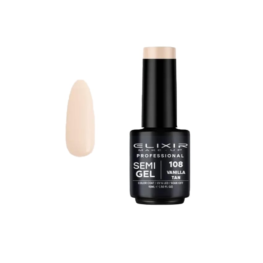 Elixir Make Up Semigel Color Coat Soak Off 108 Vanilla Tan 1 | nail-art | nail-gel | gel-color | elixir | d5%