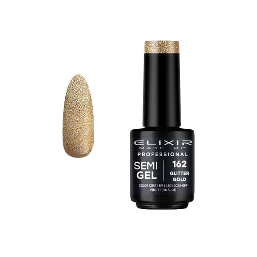 طلاء أظافر إليكسير برو شبه دائم، ١٥ مل، رقم ١٦٢ (ذهبي لامع) | nail-art | nail-gel | gel-color | elixir | d5%