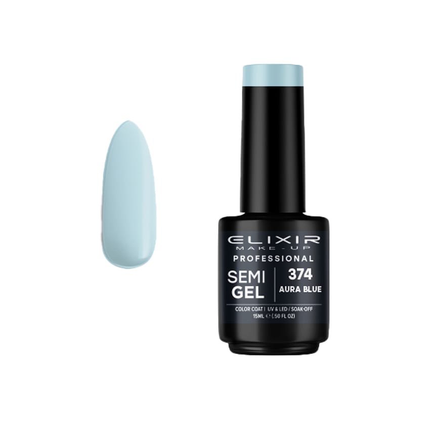 Elixir Semi-Permanent Varnish 15Ml – #374 (Aura Blue) | nail-art | nail-gel | gel-color | nail-care | elixir | d5%