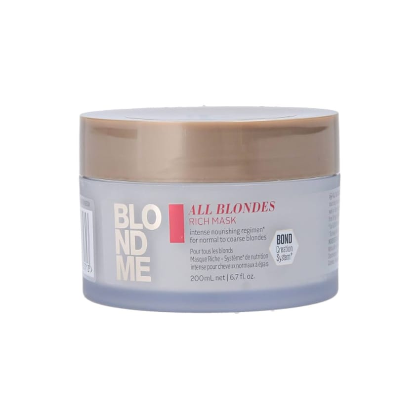 BLONDME All Blondes Rich Mask – Deep Conditioning Bond Restoring Hiar Treatment - Smoothing And Nourishing For Normal To Coarse Color Treated And Natural Blonde Hair, 200 Ml