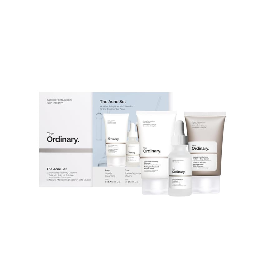 The Ordinary The Acne Set, 3-Step Skin Regimen with Glucoside Foaming Cleanser, Salicylic Acid 2% Solution, and Natural Moisturizing Factors + Beta Glucan | Skin Care Set