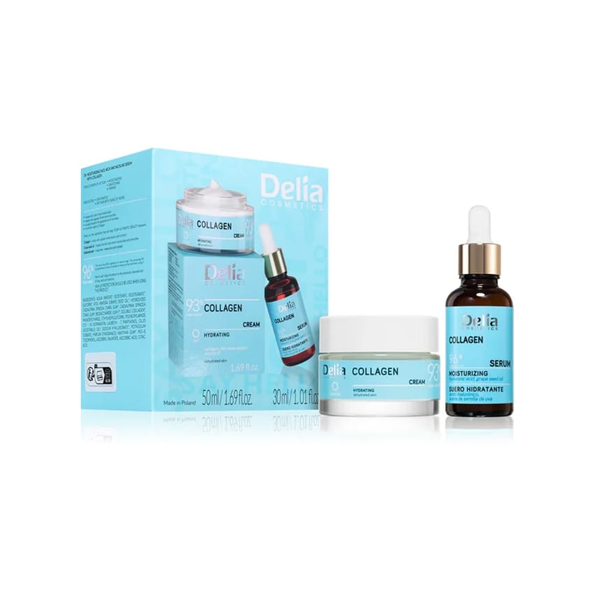 مجموعة كريم الكولاجين للوجه ٥٠ مل + سيروم مرطب للبشرة ٣٠ مل، | skin-treatment | face-cream | skin-serum | skin-lotion | face-moisture | skin-care | delia | d5%