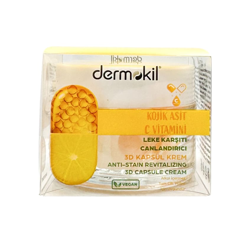 كريم إنعاش وتجديد للبشرة ومضاد للبقع من ديرموكيل – بكبسولات | face-cream | skin-care | dermakol | d5% | vitamin-c | kojic-acid