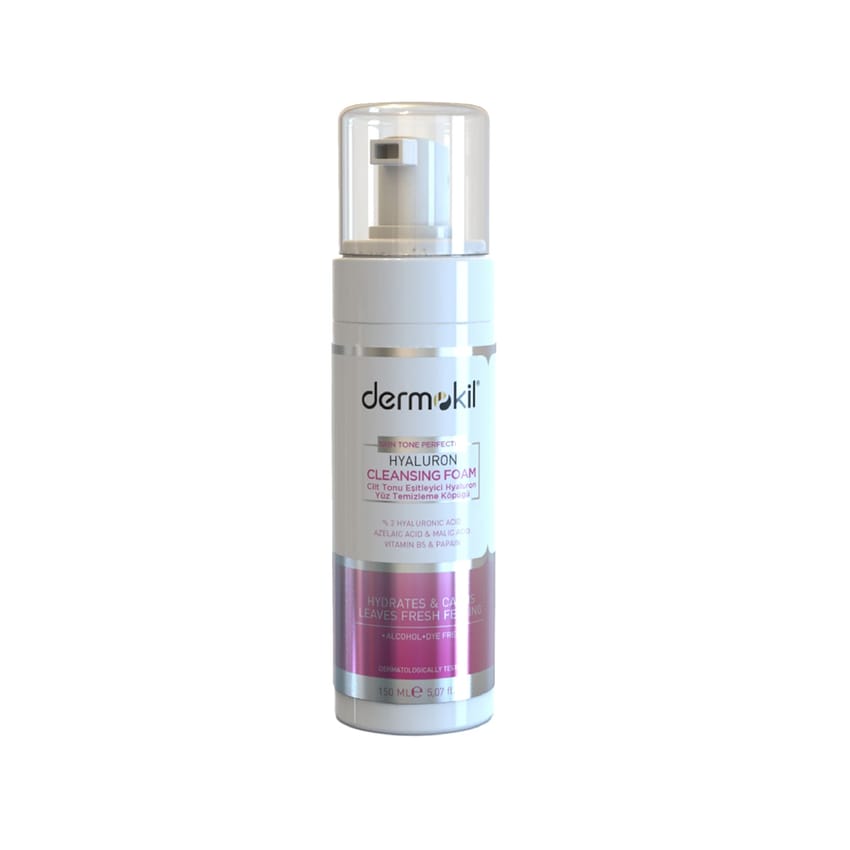 رغوة تنظيف الوجه ديرموكيل بالهيالورون – 150 مل | face-wash | skin-care | d5% | dermokil | hyaluronic-acid