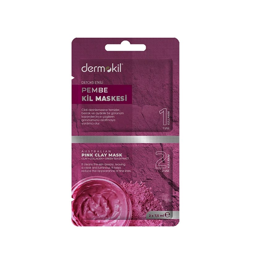 قناع ديرموكيل بالطين الوردي الأسترالي – 2 × 7.5 مل | face-mask | skin-care | d5% | dermokil | face-care | clay