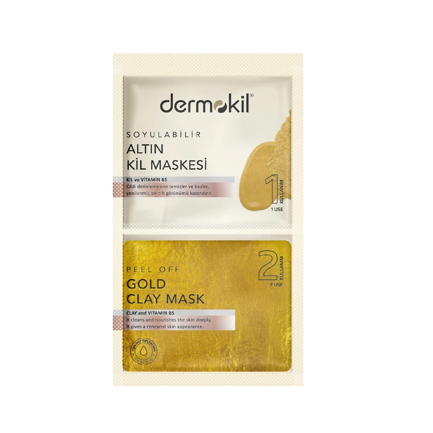 قناع ديرموكيل الذهبي بالطين القابل للإزالة – 2 × 7.5 مل | face-mask | skin-care | d5% | dermokil | face-care | clay | gold
