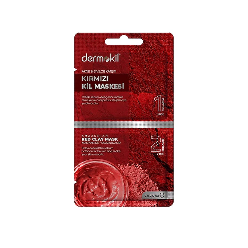 قناع الطين الأحمر من ديرموكيل – ٥٠ مل (٢ × ٧.٥ مل) | face-mask | skin-care | d5% | dermokil | face-care | clay
