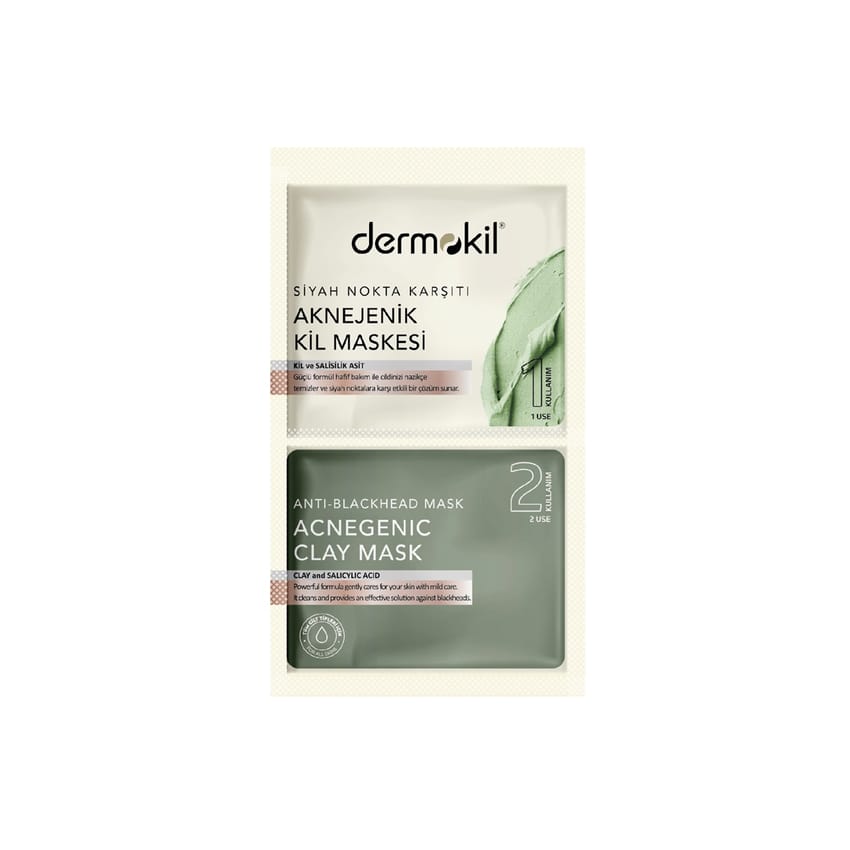 قناع الطين الأخضر من ديرموكيل – ضد الرؤوس السوداء (2 × 7.5 م | face-mask | skin-care | d5% | dermokil | face-care