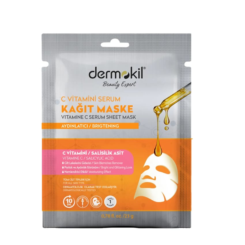 قناع ديرموكيل الورقي بسيروم فيتامين C – 23 مل | face-moisture | face-mask | skin-care | d5% | dermokil