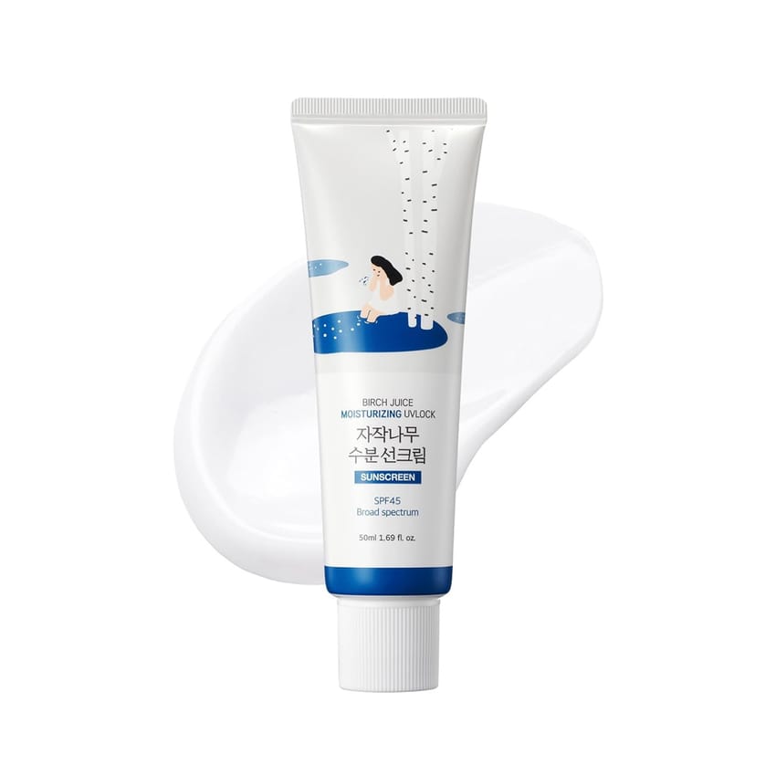 ROUND LAB Birch Juice Moisturizing UV LOCK SPF 45 | NBC No1 SPF, Glow Sunscreen for Daily Skincare, Non-toxic, UV Protection, Lightweight, Oil-Free, Organic, Korean Sunscreen 50ml