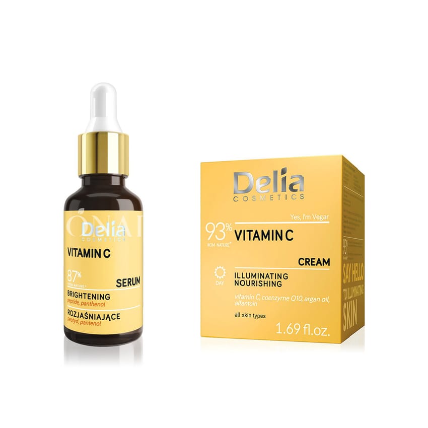 ديليا كوزمتكس – سيروم فيتامين C (30 مل) + كريم نهاري فيتامين | face-cream | skin-serum | specialoffer | delia | face-care