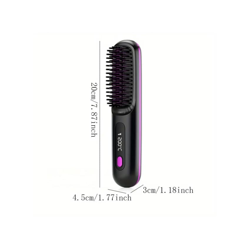 Portable Wireless Hair Straightener Brush with LCD Display, 2000mAh Rechargeable Battery, Ceramic Heat Protection 200c Tempreture product thumbnail 3