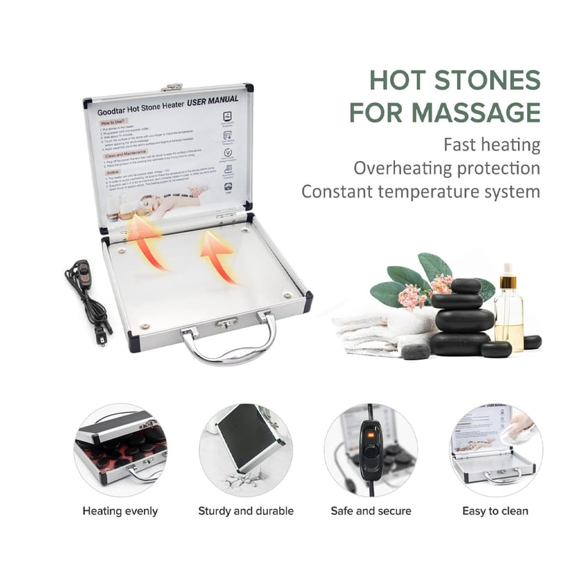 مجموعة تدليك بالحجارة الساخنة، 12 قطعة من أحجار البازلت السا | electronics | tools | massage