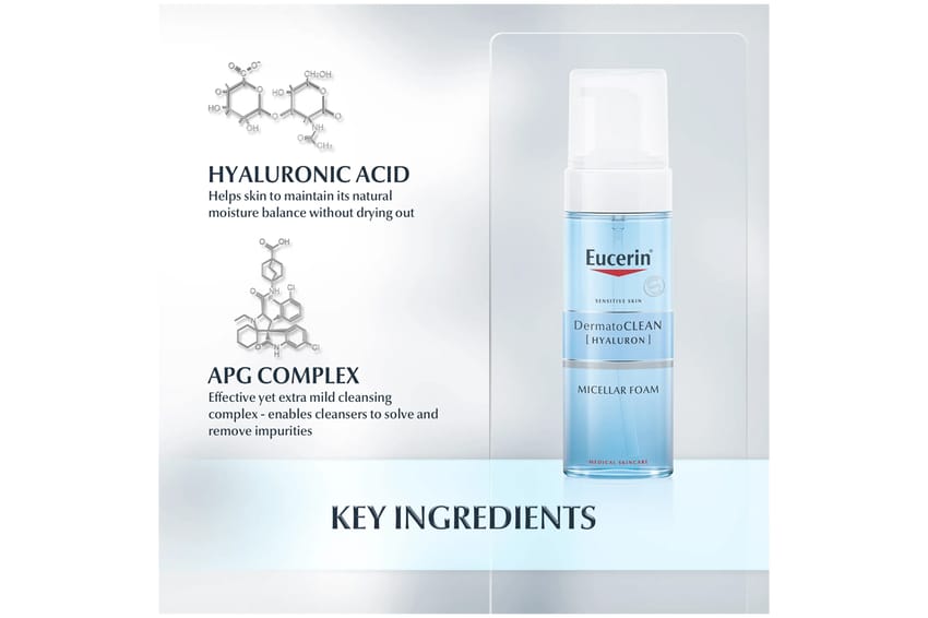 يوسرين ديرماتوكلين هايالورون ميزيلار فوم – 150 مل | face-wash | micellar-water | skin-care | cleansing | face-care | eucerin يوسرين ديرماتوكلين هايالورون ميزيلار فوم – 150 مل | face-wash | micellar-water | skin-care | cleansing | face-care | eucerin