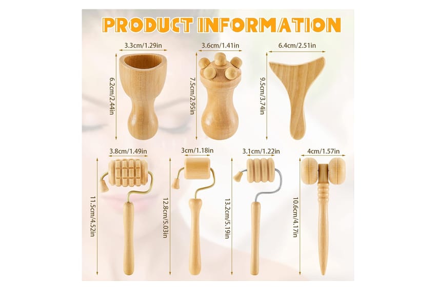 YIERSAN 7 Pcs Wooden Face Massage Tool Set – Maderoterapia Kit product thumbnail 2
