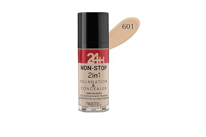 باستيل ٢٤ ساعة نون ستوب كريم أساس وكونسيلر ٢ في ١ درجة 601 | makeup | pastel | concealer | foundation