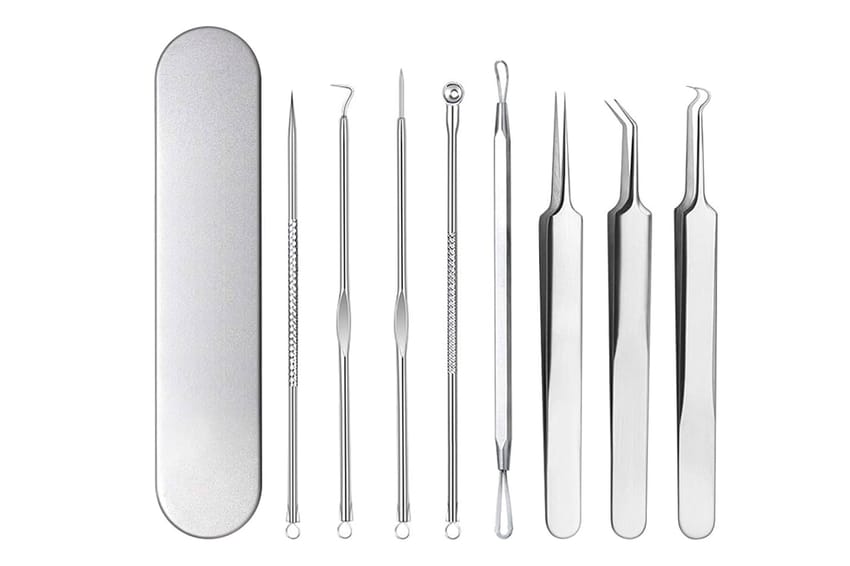 Stainless Steel Blackhead & Blemish Remover Tool Set - 8 pcs