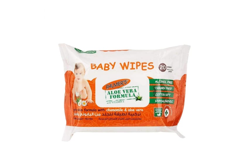 مناديل الأطفال بالميرز – 20 منديل ناعم بالألوفيرا والبابونج | wet-wipes | palmers | skin-care