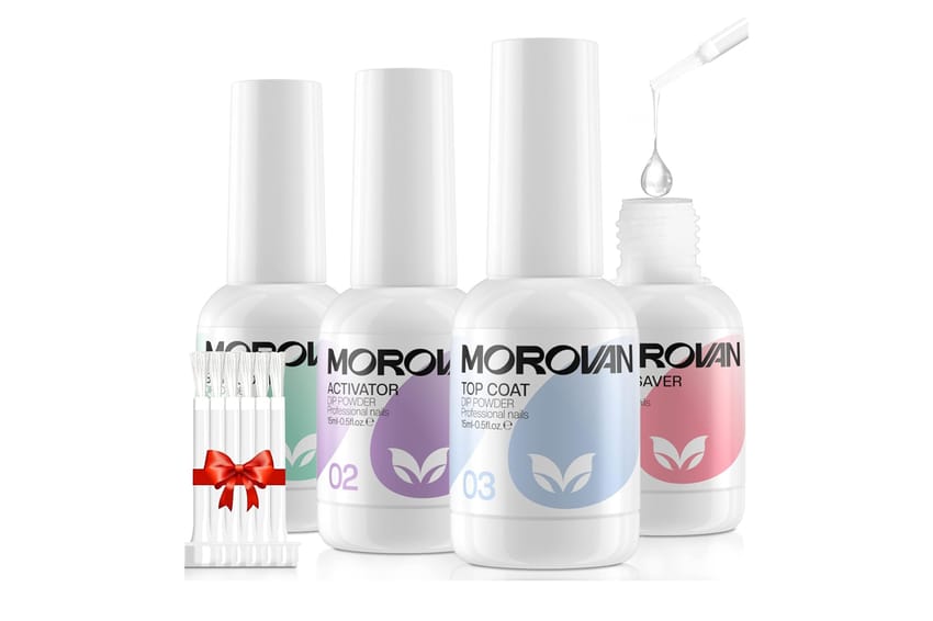 Dip Powder Liquid Set (Base Coat, Top Coat, Activator, Brush Saver – 15ml each + 4 Replacement Brushes) product thumbnail 2