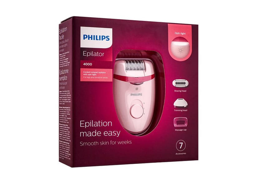 Philips 4000 Opti‑Light Epilator BRE285/00 (Pink/Red)