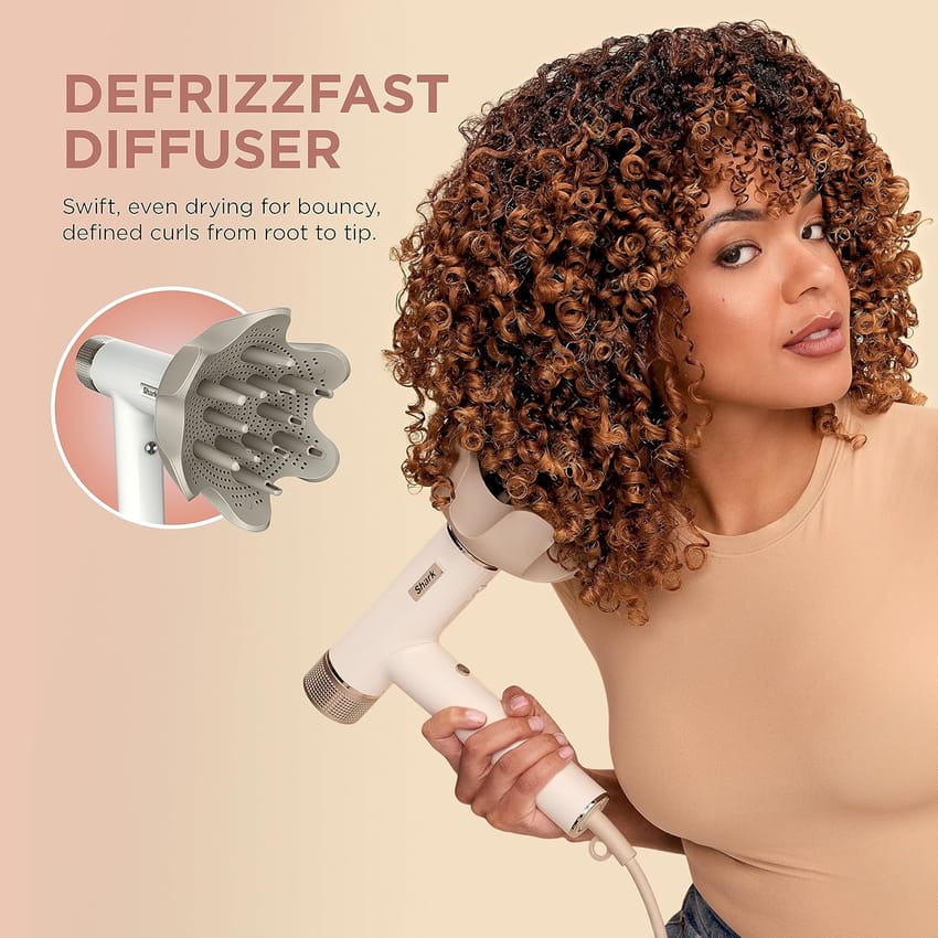 Shark Hair Dryer SpeedStyle RapidGloss Finisher and High-Velocity, Ionic Hair Blow Dryer with IQ Speed Styling and Drying Suite, No Heat Damage, Best for Curly and Coily Hair, Silk, HD332 product thumbnail 7