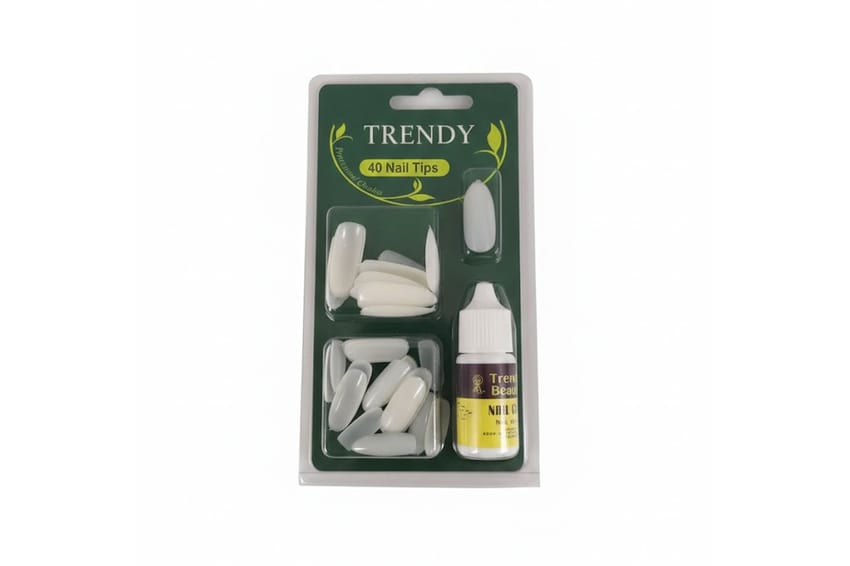 Trendy Oval White Nail Tips with Glue – 40 Pieces | fake-nails