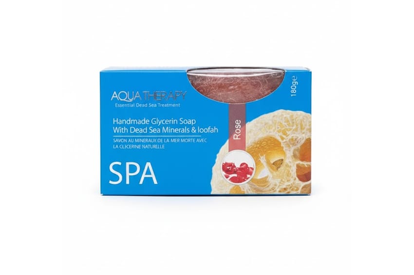 AQUA THERAPY - Handmade Glycerin Soap with Dead Sea Minerals & Loofah (ROSE) - 180g.