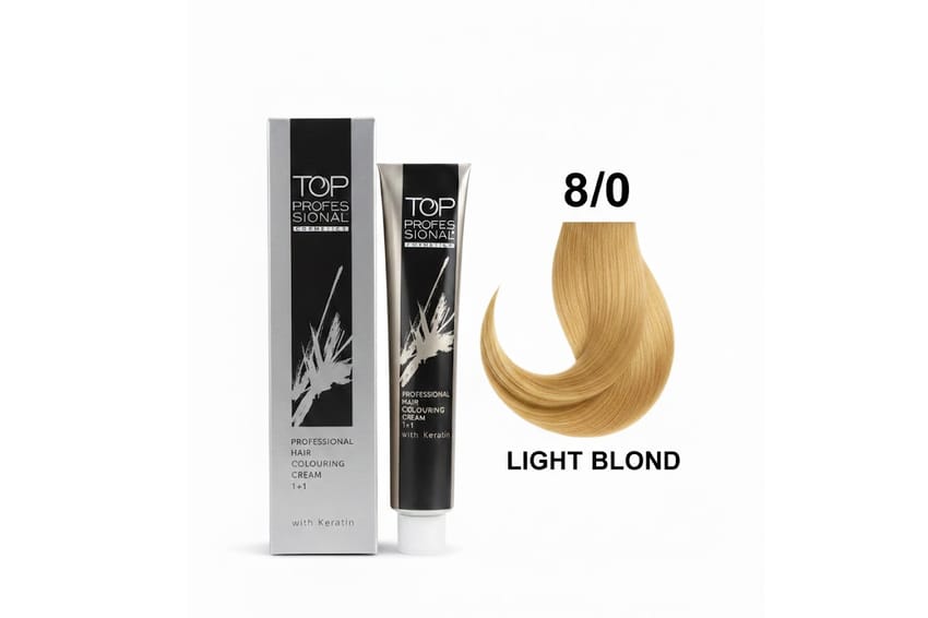 TOP – Professional Hair Colouring Cream with Keratin – 100 ml (8/0 – Light Blond)