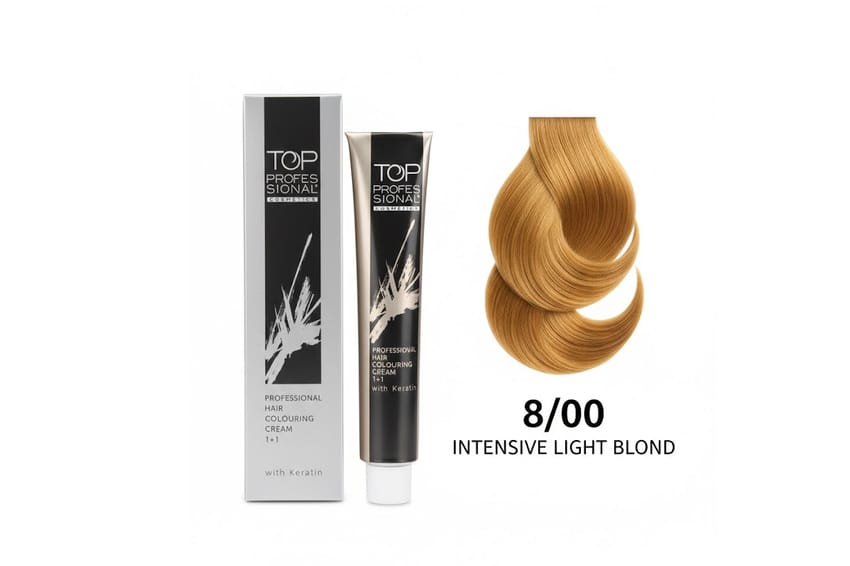 TOP – Professional Hair Colouring Cream with Keratin – 100 ml (8/00 – Intensive Light Blond)