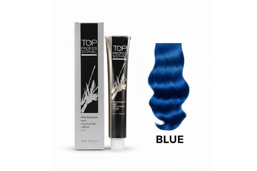 توب – كريمة تلوين شعر احترافية مع الكيراتين – 100 مل (أزرق) | hair-color | oxydant-dye | top