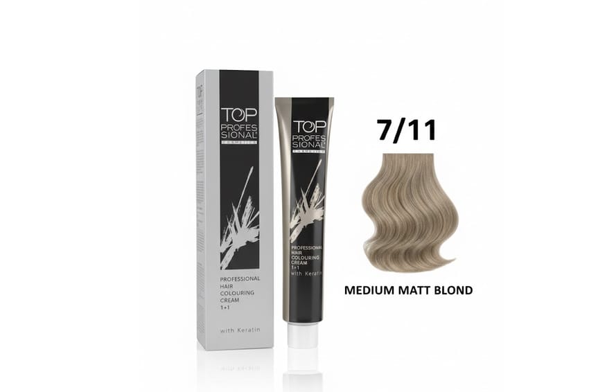 TOP – Professional Hair Colouring Cream with Keratin – 100 ml (7/11 – Medium Matt Blond)