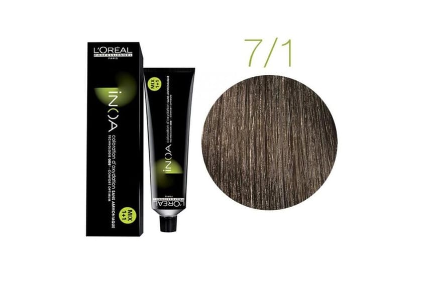 L’Oréal Professionnel Paris INOA – Ammonia-free Permanent Hair Color – 7/1 (Medium Ash Blond) – 60 ml
