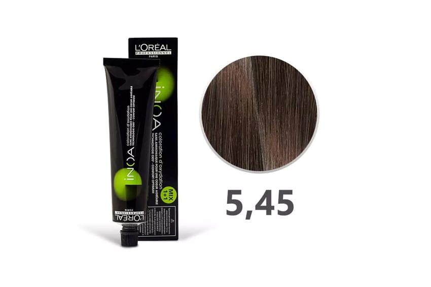 L’Oréal Professionnel Paris INOA – Ammonia-free Permanent Hair Color – 5/45 (Light Brown Copper Mahogany) – 60 ml